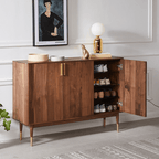 Mid-Century Modern Wooden Shoe Cabinet With 3 Doors Main Product Image