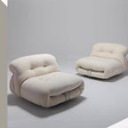 Mid-Century Soriana Lounge Sofa with Bouclé Upholstery and Steel Accents