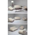 Mid-Century Soriana Lounge Sofa with Bouclé Upholstery and Steel Accents