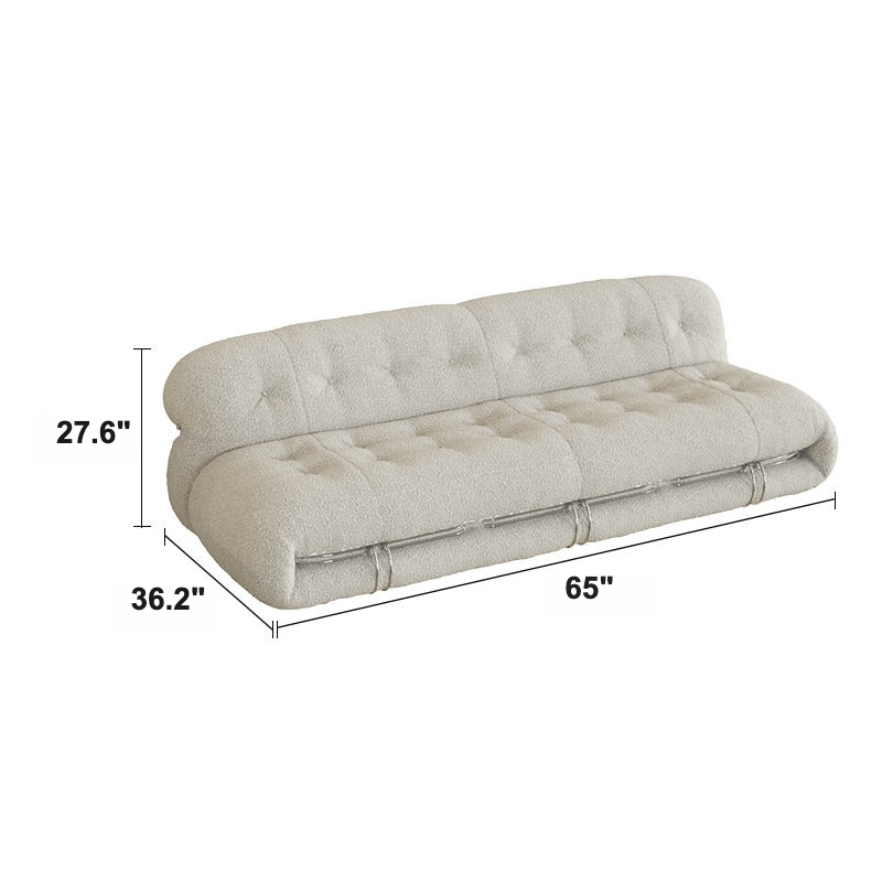 Mid-Century Soriana Lounge Sofa with Bouclé Upholstery and Steel Accents Dimensions