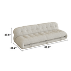 Mid-Century Soriana Lounge Sofa with Bouclé Upholstery and Steel Accents Dimensions