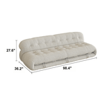 Mid-Century Soriana Lounge Sofa with Bouclé Upholstery and Steel Accents Dimensions