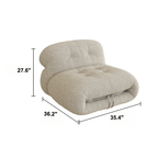 Mid-Century Soriana Lounge Sofa with Bouclé Upholstery and Steel Accents Dimensions