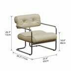 Mid-Century Stainless Steel Armchair with Nappa Leather and Button-Tufted Back