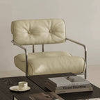 Mid-Century Stainless Steel Armchair with Nappa Leather and Button-Tufted Back