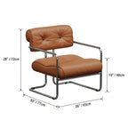Mid-Century Stainless Steel Armchair with Nappa Leather and Button-Tufted Back