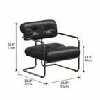 Mid-Century Stainless Steel Armchair with Nappa Leather and Button-Tufted Back Dimensions
