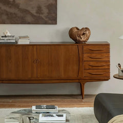 Mid-Century Teak Sideboard with Tambour Doors - 71"/86"
