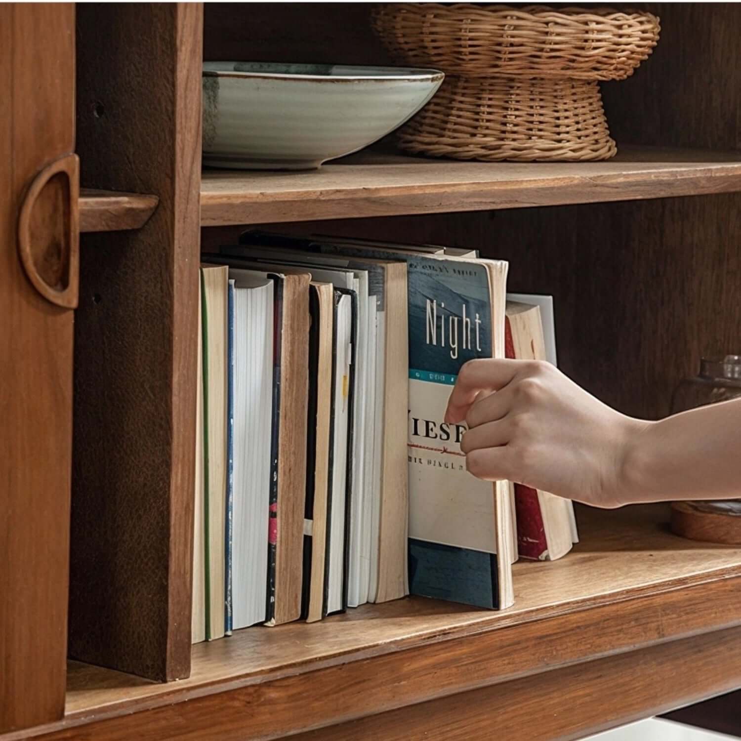 Mid-Century Teak Sideboard with Tambour Doors - 71"/86"