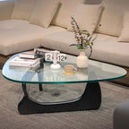 Mid-Century Triangle Glass Coffee Table, Black Finish