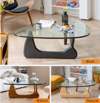 Mid-Century Triangle Glass Coffee Table, Black Finish Main Product Image