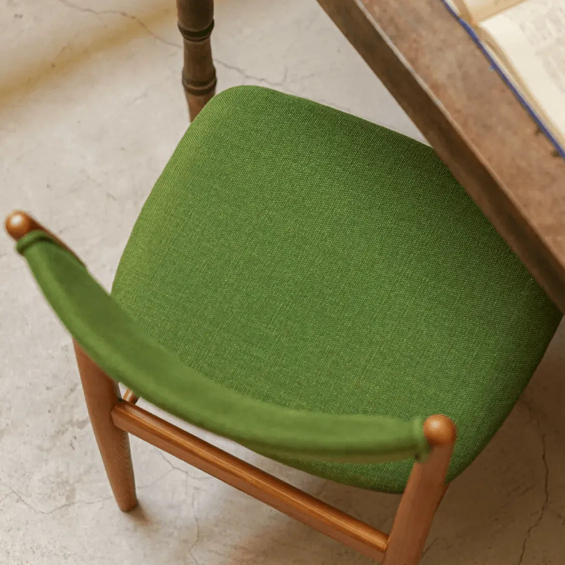 Mid-Century Vintage Dining Chair with Solid Ash Legs and Sculpted Upholstered Back