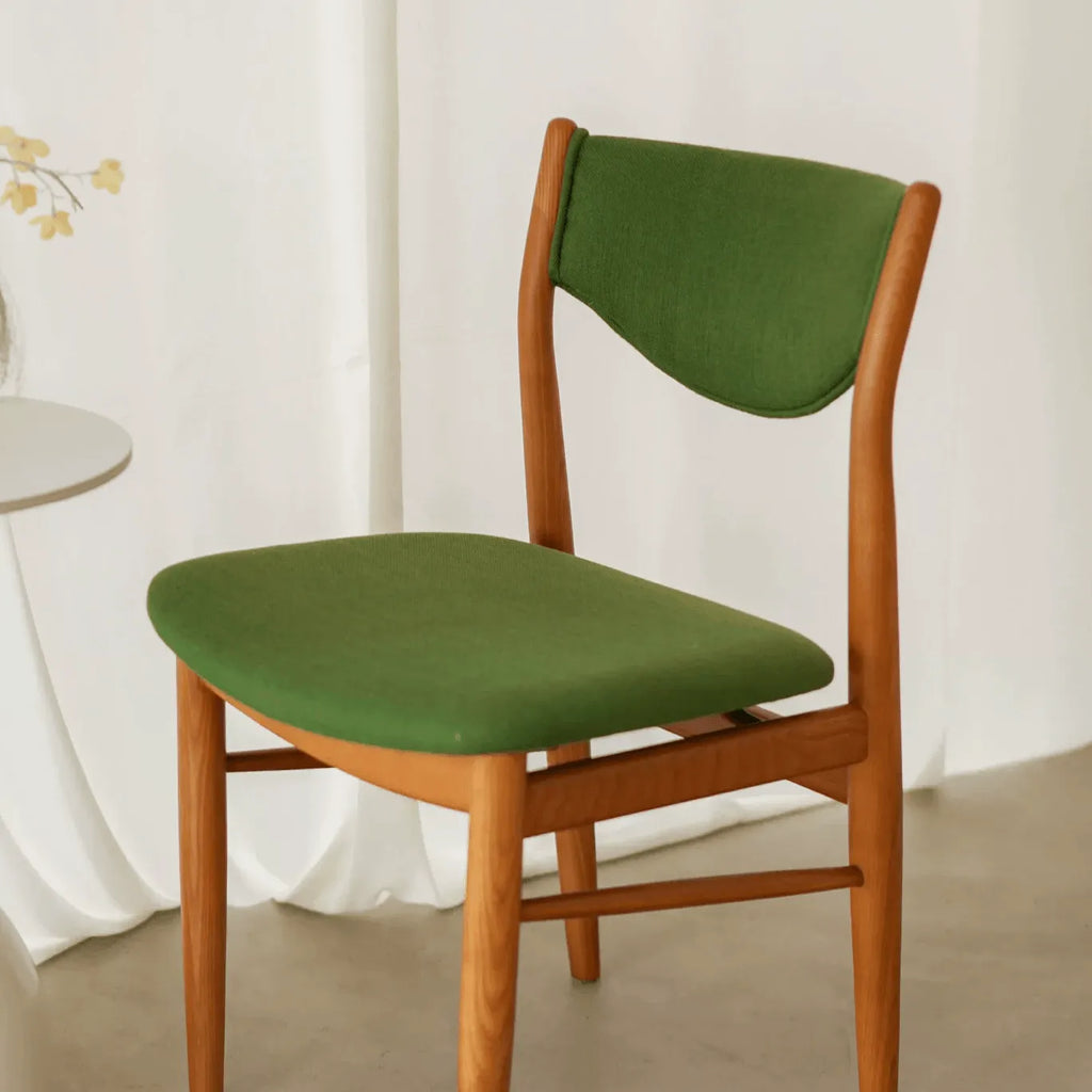 Mid-Century Vintage Dining Chair with Solid Ash Legs and Sculpted Upholstered Back