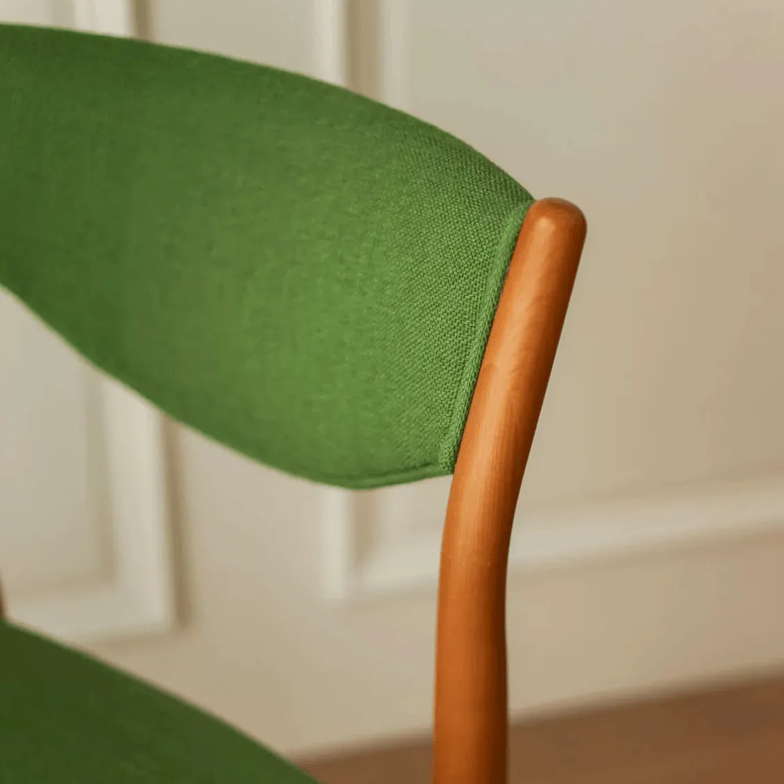 Mid-Century Vintage Dining Chair with Solid Ash Legs and Sculpted Upholstered Back