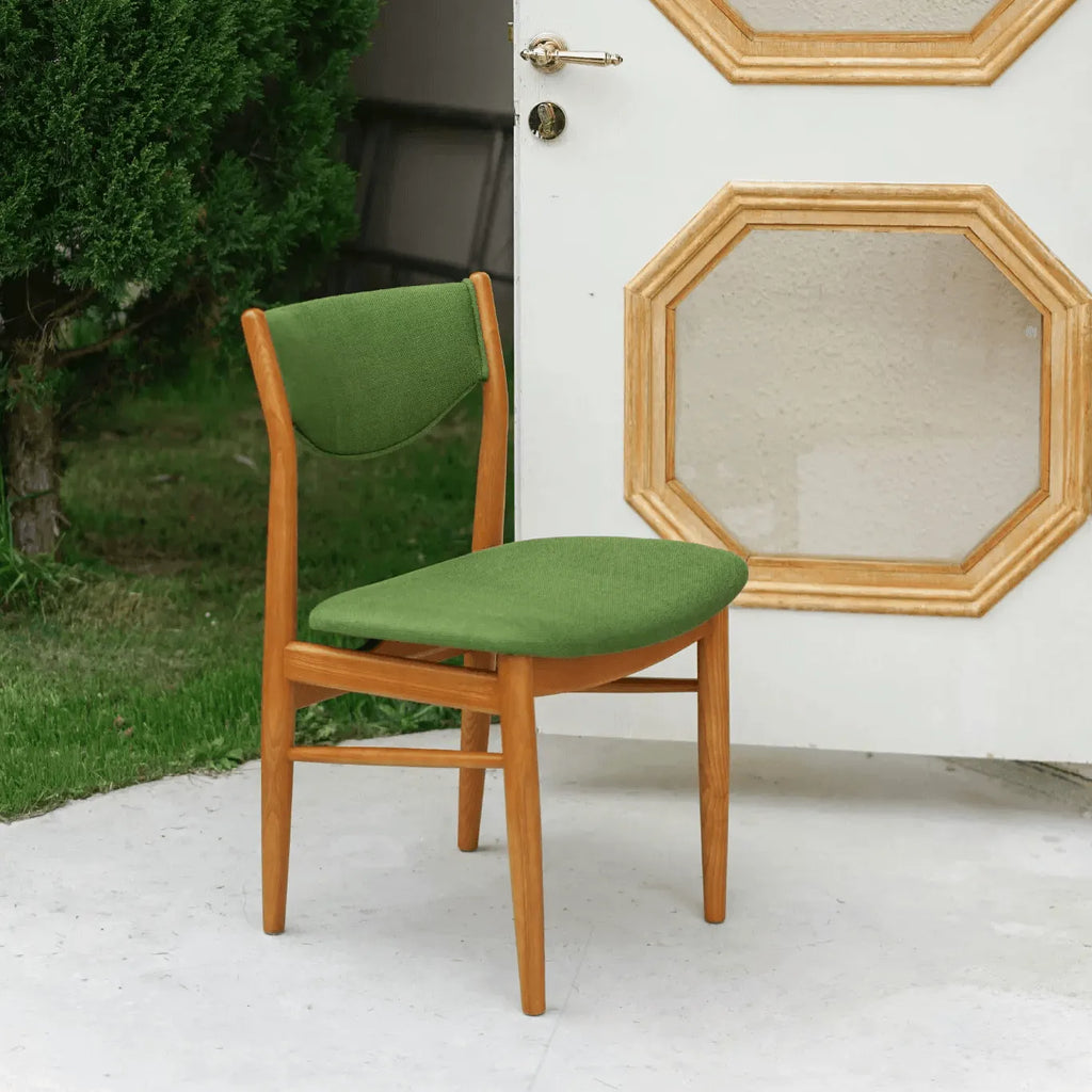 Mid-Century Vintage Dining Chair with Solid Ash Legs and Sculpted Upholstered Back