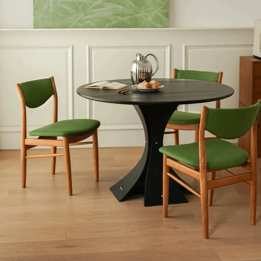 Mid-Century Vintage Dining Chair with Solid Ash Legs and Sculpted Upholstered Back