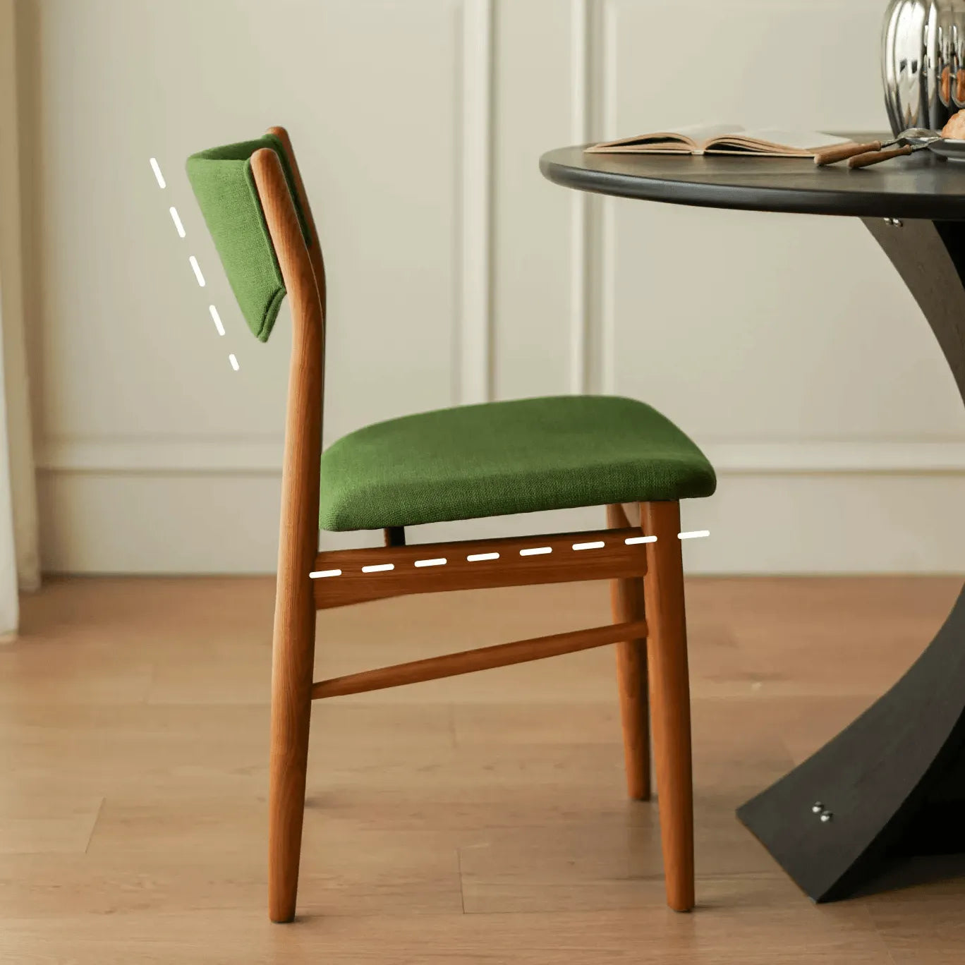 Mid-Century Vintage Dining Chair with Solid Ash Legs and Sculpted Upholstered Back