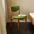 Mid-Century Vintage Dining Chair with Solid Ash Legs and Sculpted Upholstered Back Main Product Image