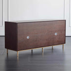 Mid-Century Walnut Sideboard with Brass Mesh Door & Drawers