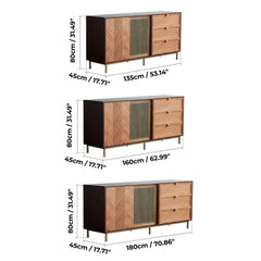 Mid-Century Walnut Sideboard with Brass Mesh Door & Drawers