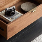 Mid-Century Walnut Sideboard with Brass Mesh Door & Drawers