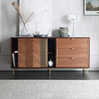 Mid-Century Walnut Sideboard with Brass Mesh Door & Drawers Main Product Image