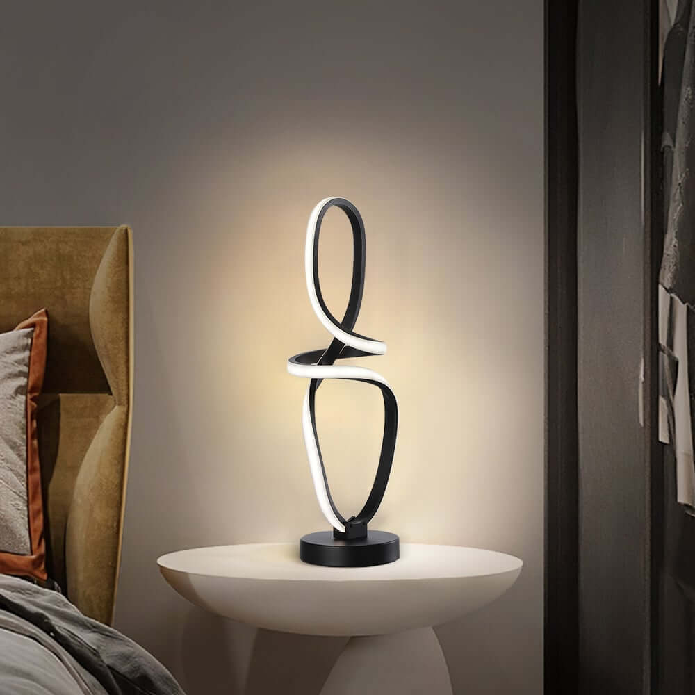Minimalist Black Metal Table Lamp with White Silica Shade
