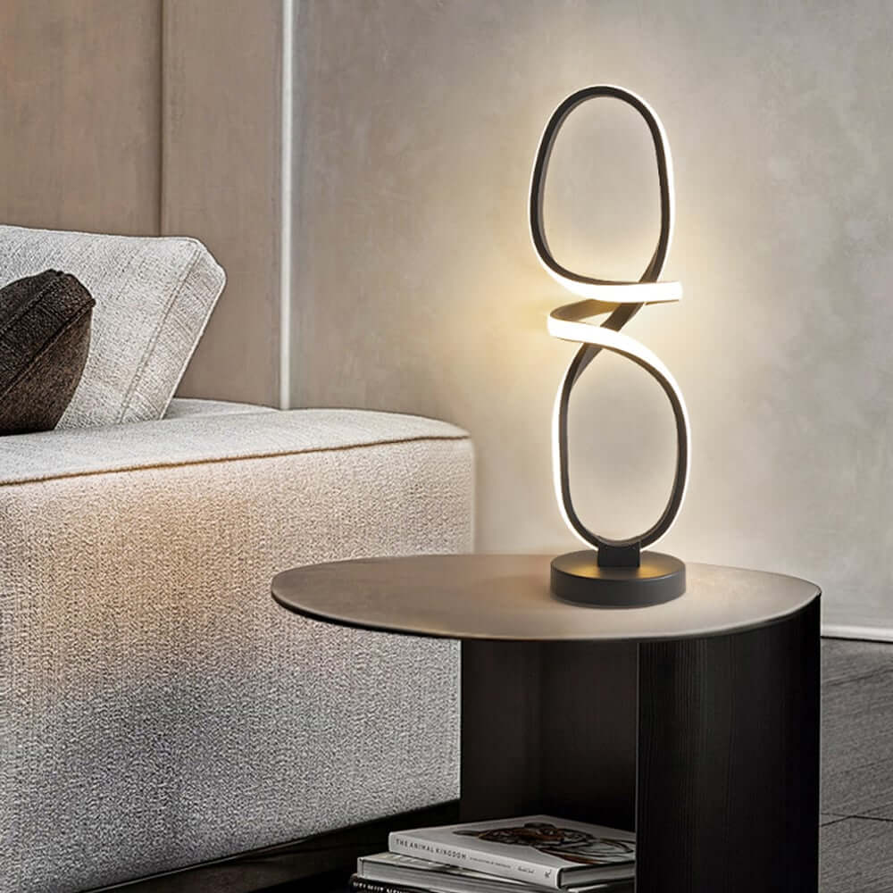 Minimalist Black Metal Table Lamp with White Silica Shade Main Product Image