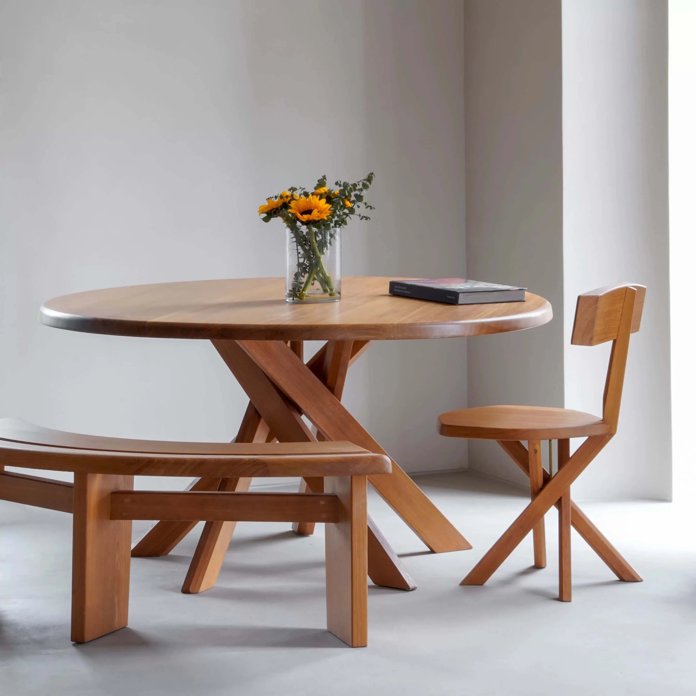 Minimalist Double-Seater Bench in Natural Teak with Organic Curves and Warm Grain Secondary image