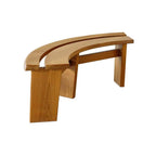 Minimalist Double-Seater Bench in Natural Teak with Organic Curves and Warm Grain