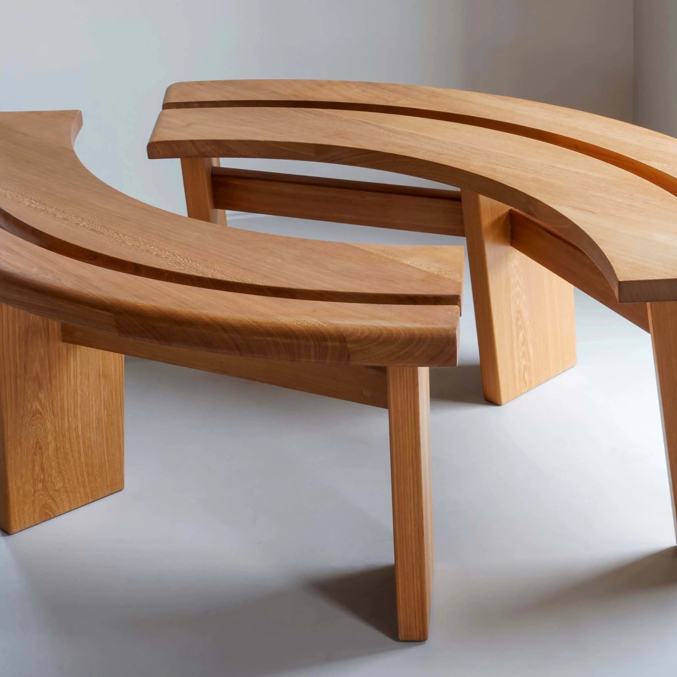 Minimalist Double-Seater Bench in Natural Teak with Organic Curves and Warm Grain Main Product Image Main image