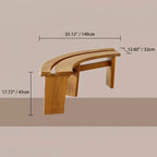 Minimalist Double-Seater Bench in Natural Teak with Organic Curves and Warm Grain Dimensions