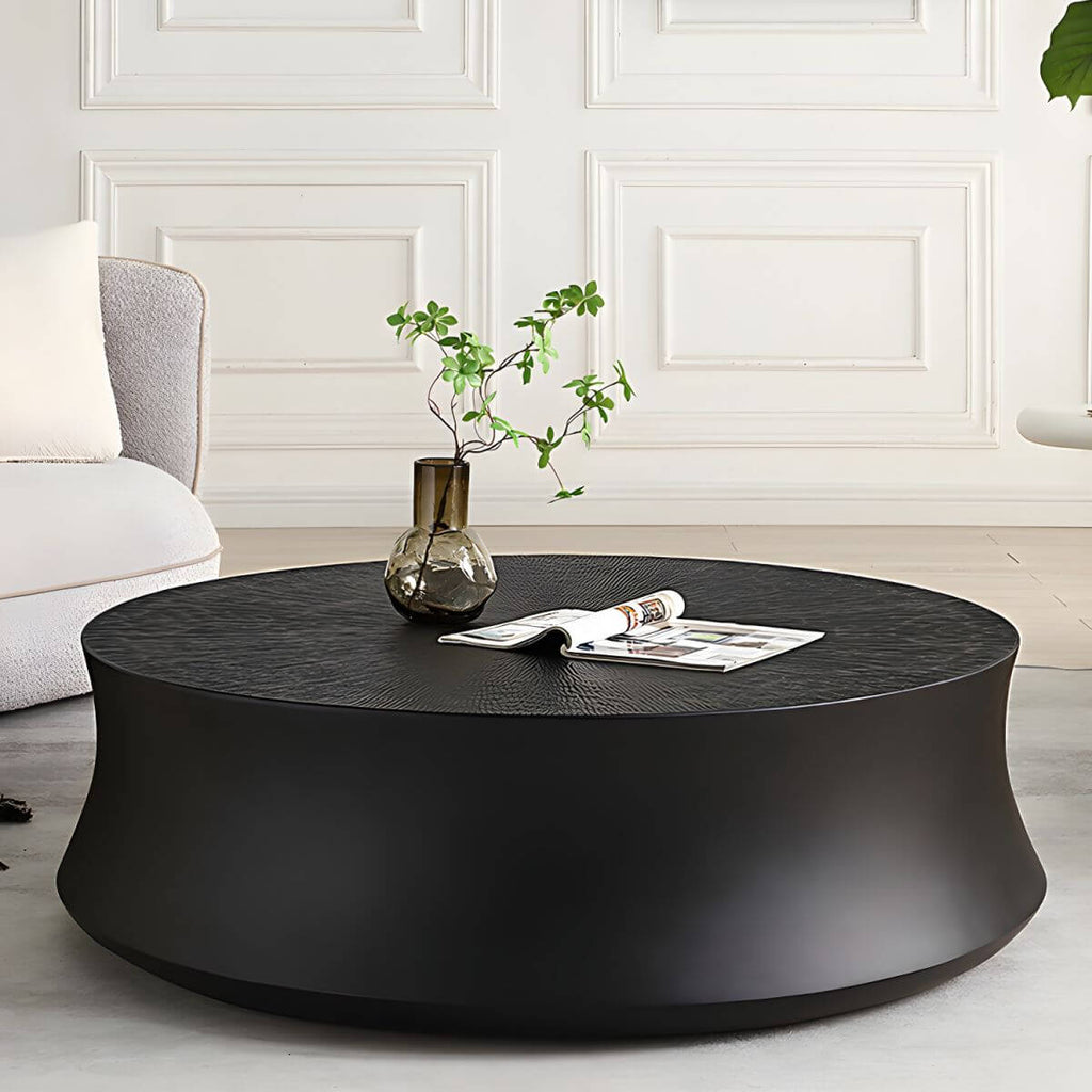 Minimalist Fiberglass Coffee Table with Tapered Pedestal Base