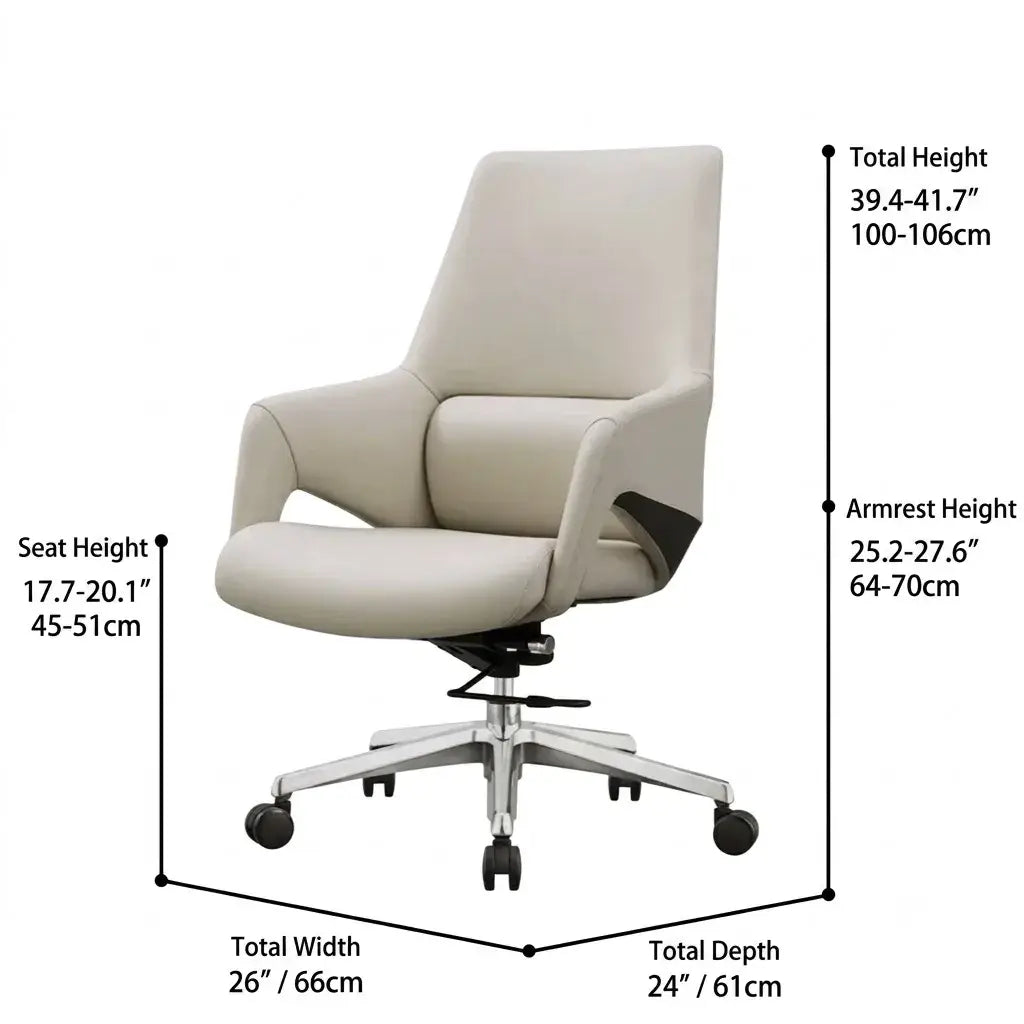 Minimalist High-Back Office Chair Series in Microfiber Leather Dimensions