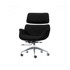 Minimalist Leather Ergonomic Office Chair With Recline and Polished Aluminum Base Dimensions