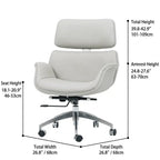 Minimalist Leather Ergonomic Office Chair With Recline and Polished Aluminum Base