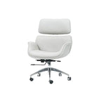Minimalist Leather Ergonomic Office Chair With Recline and Polished Aluminum Base
