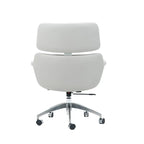 Minimalist Leather Ergonomic Office Chair With Recline and Polished Aluminum Base
