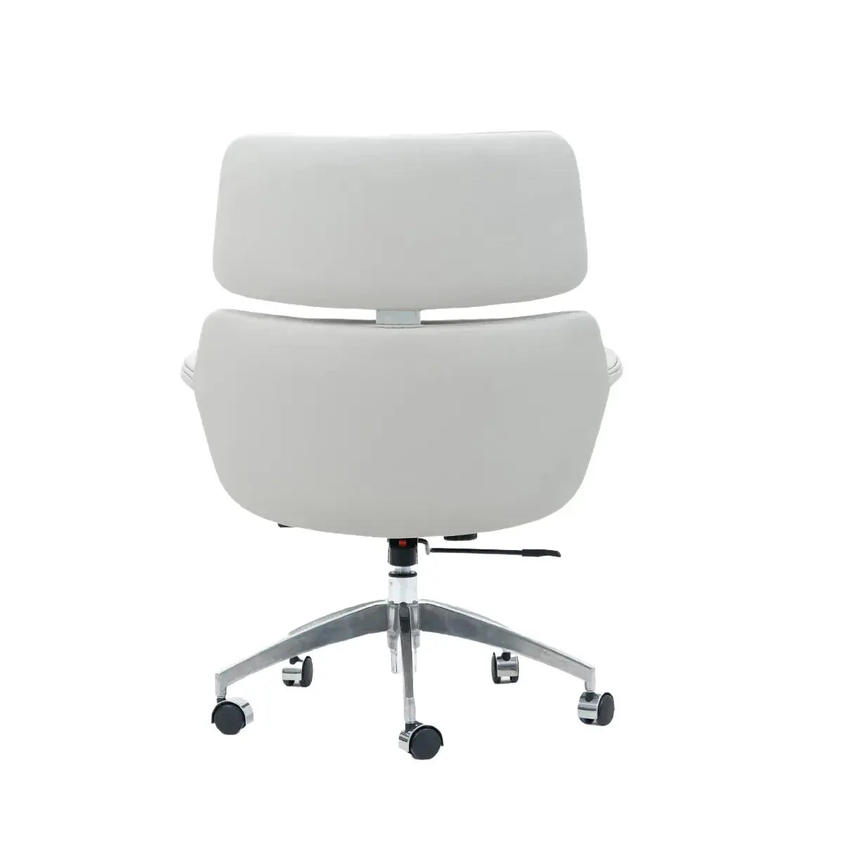 Minimalist Leather Ergonomic Office Chair With Recline and Polished Aluminum Base