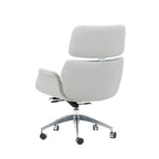 Minimalist Leather Ergonomic Office Chair With Recline and Polished Aluminum Base