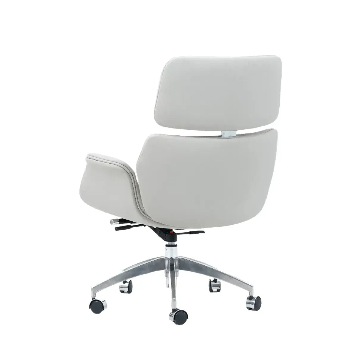 Minimalist Leather Ergonomic Office Chair With Recline and Polished Aluminum Base