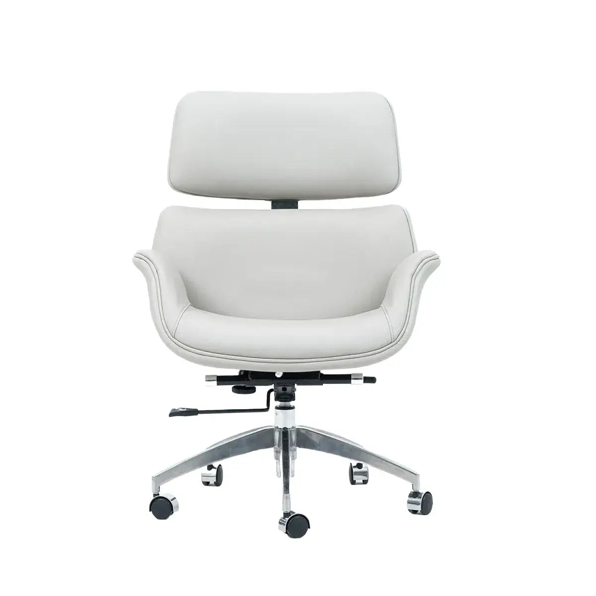 Minimalist Leather Ergonomic Office Chair With Recline and Polished Aluminum Base Image secondaire du produit