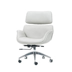 Minimalist Leather Ergonomic Office Chair With Recline and Polished Aluminum Base Main Product Image