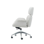 Minimalist Leather Ergonomic Office Chair With Recline and Polished Aluminum Base