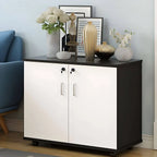 Minimalist Locking Storage Cabinet With Casters for Home Office