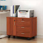 Minimalist Locking Storage Cabinet With Casters for Home Office