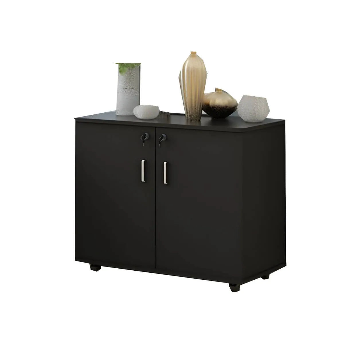 Minimalist Locking Storage Cabinet With Casters for Home Office