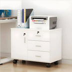 Minimalist Locking Storage Cabinet With Casters for Home Office