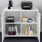 Minimalist Locking Storage Cabinet With Casters for Home Office