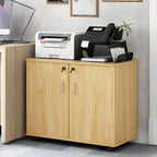 Minimalist Locking Storage Cabinet With Casters for Home Office